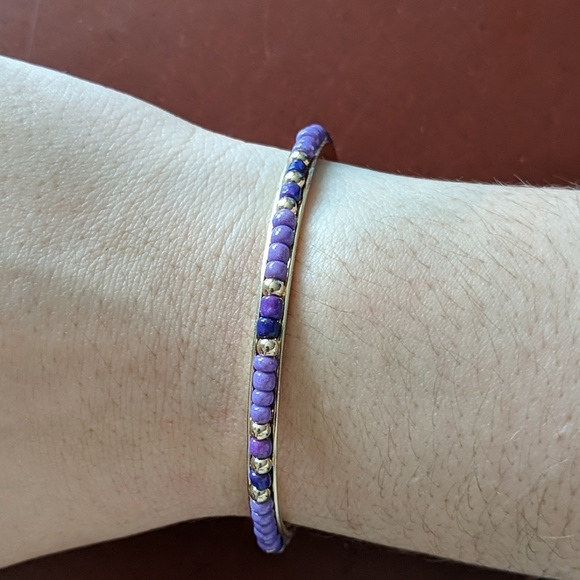 Purple & Gold Beaded Bangle - Picture 2 of 2